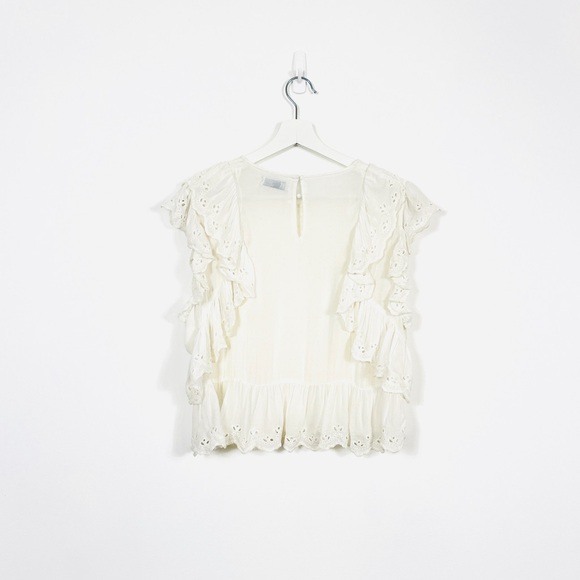 Zara White Semi-Sheer Frilly Top - Picture 2 of 5